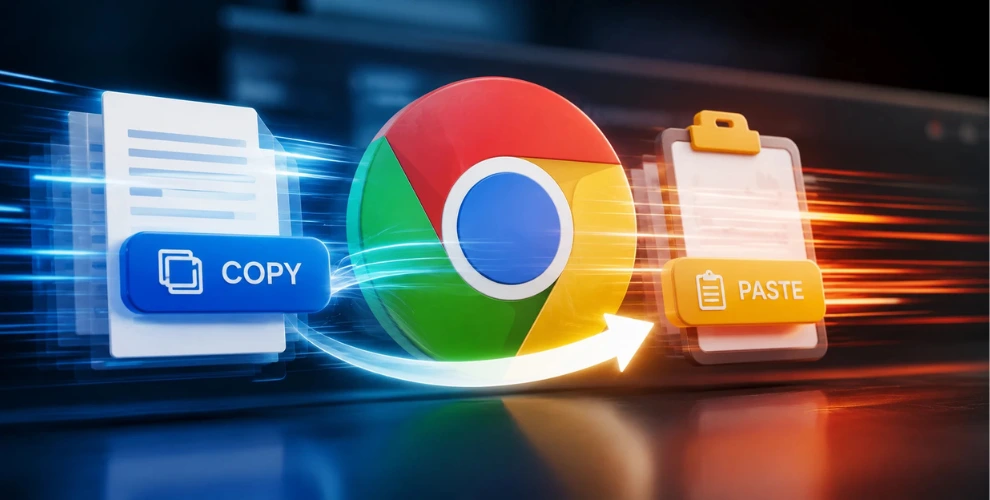 Google Chrome Finally Improves Copy and Paste Speed With a Smarter Update 1 Google Chrome browser demonstrating the new faster copy and paste feature with improved clipboard performance.