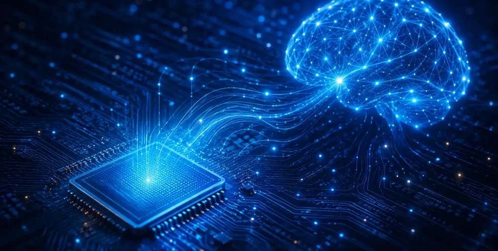 A laptop displaying an AI glossary with simple explanations of common artificial intelligence terms for beginners.