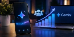 Cybersecurity Meets SEO: Why Google’s New Updates Demand Stronger Online Protection 4 Google Gemini AI assistant displayed on a smartphone and laptop, representing its rapid growth toward one billion monthly users.