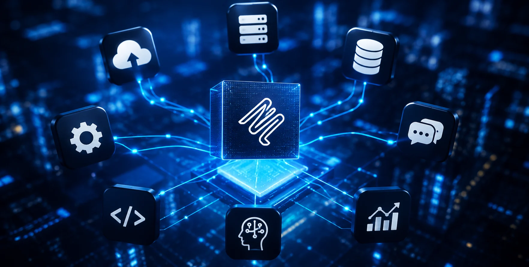 The Model Context Protocol connecting AI models with multiple external services through an improved server architecture.