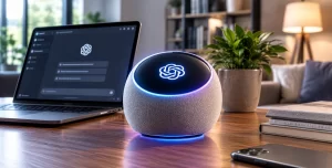 Concept image of OpenAI's portable AI home device designed as a ChatGPT-powered smart companion.