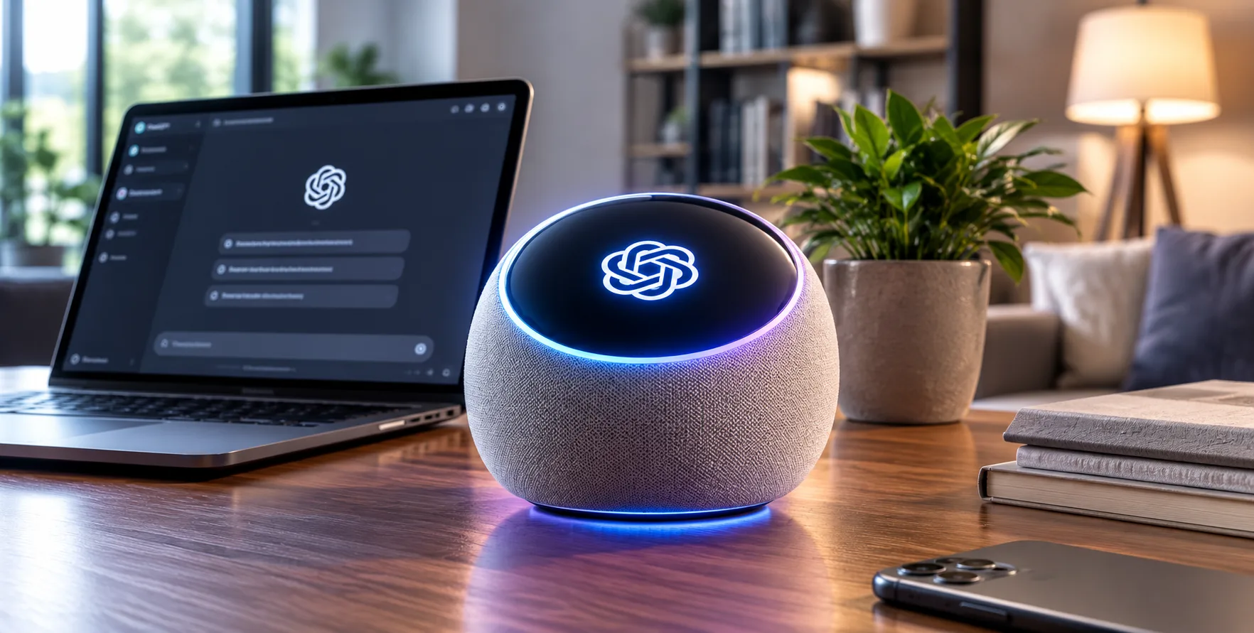 Concept image of OpenAI's portable AI home device designed as a ChatGPT-powered smart companion.