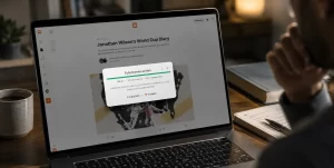 Substack newsletter interface displaying an AI detection result showing the estimated percentage of human-written and AI-generated content.