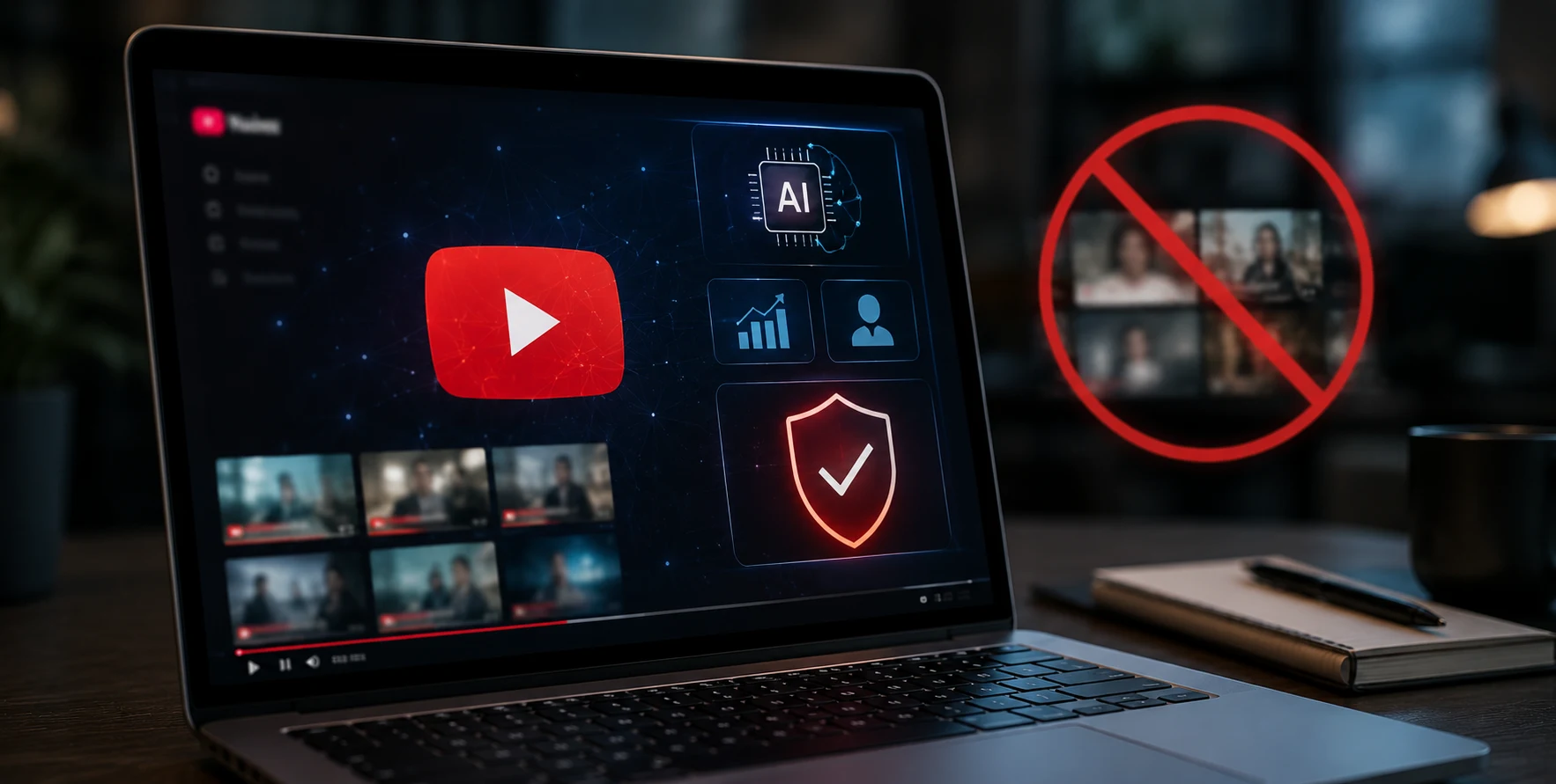 YouTube's updated AI content monetization policy highlighting AI-generated videos and creator guidelines