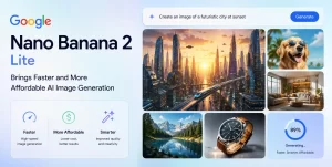 Google Nano Banana 2 Lite AI image generator interface creating high-quality digital artwork on a modern computer display.