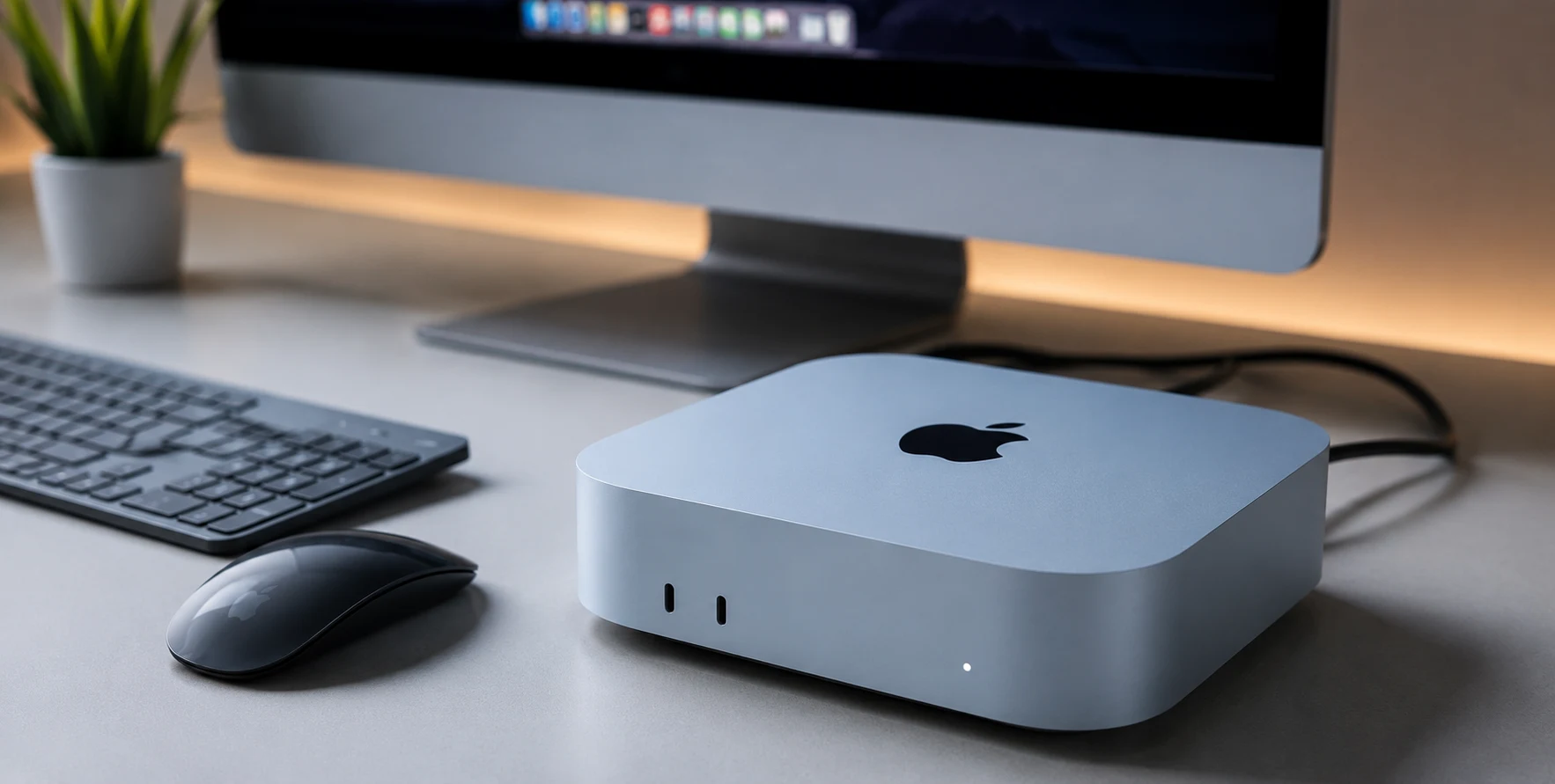 Apple's new 2026 Mac mini featuring the M6 and M5 Pro chips in its compact desktop design.