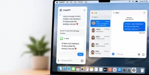 ChatGPT Apple Messages plugin helping a Mac user prepare and send messages through the Messages app.