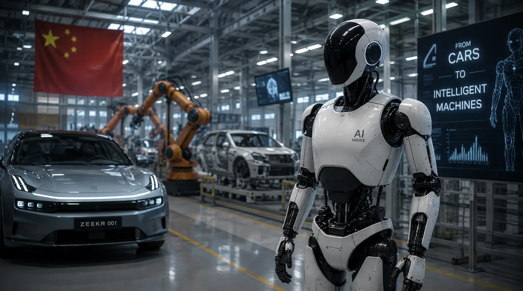 Chinese automakers developing humanoid robots as the automotive industry expands into robotics and embodied AI.