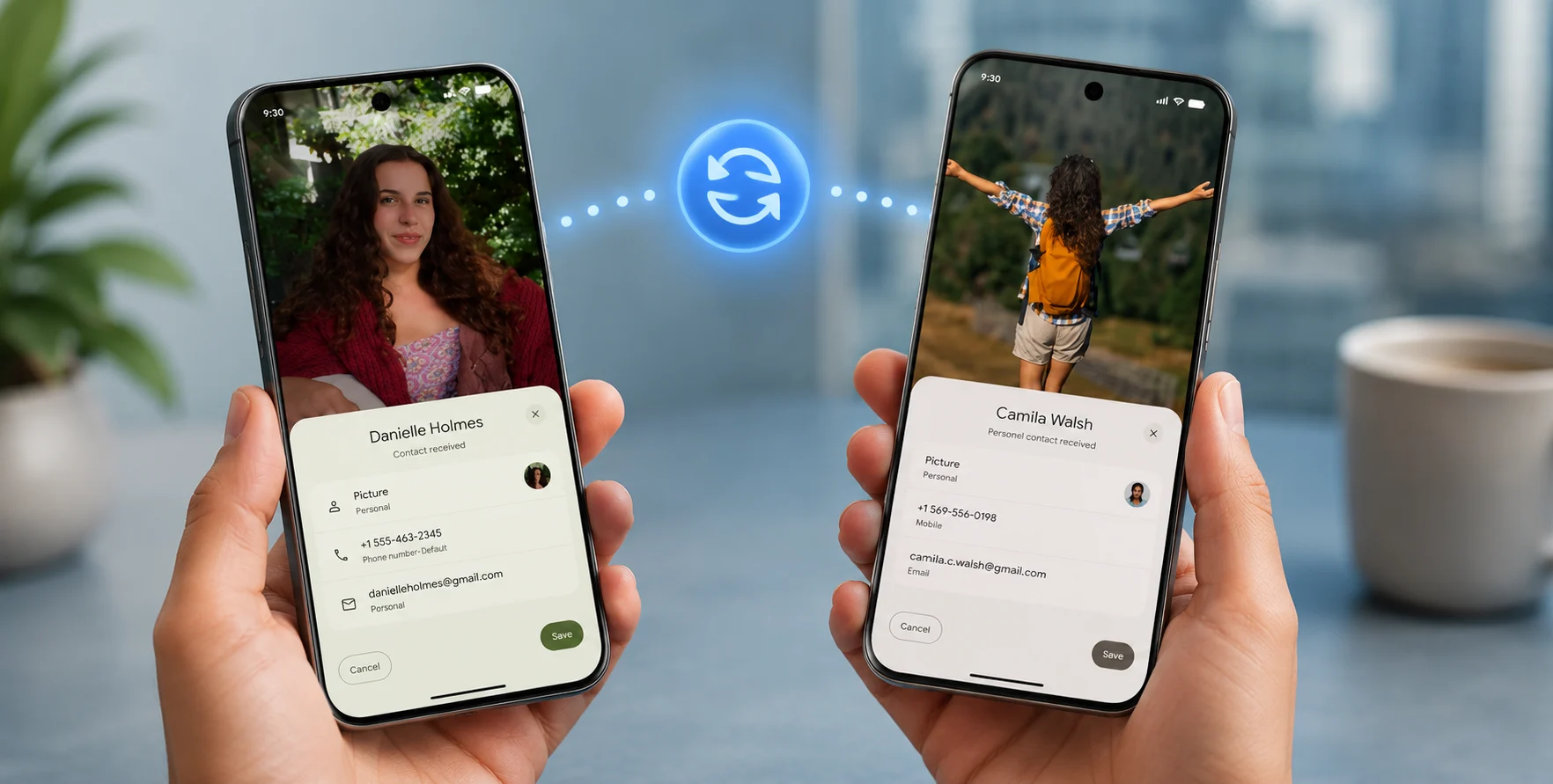 Google Quick Share tap-to-share feature allowing two Android phones to exchange content