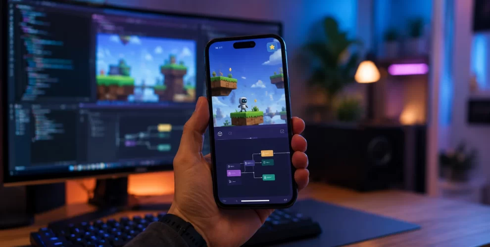 Meta Pocket app being used to create an interactive mini-game with AI vibe coding.