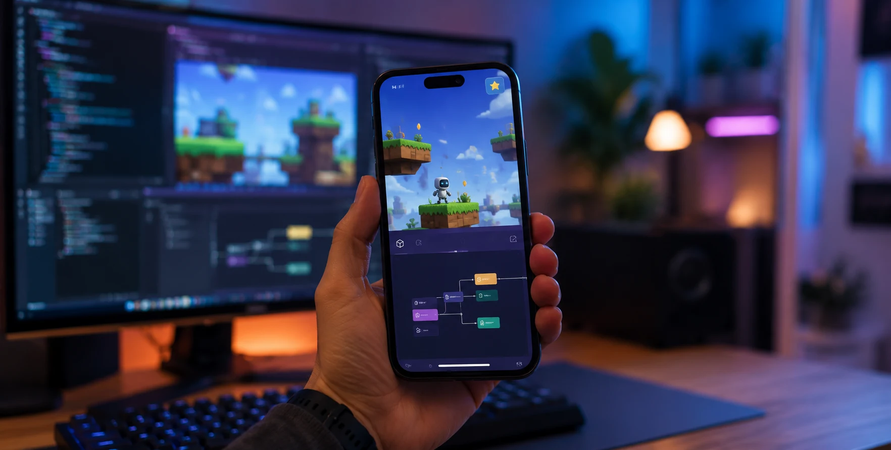 Meta Pocket app being used to create an interactive mini-game with AI vibe coding.