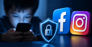 Apple Changes EU App Store Fees and Opens More Doors to Alternative Stores 3 Meta Facebook and Instagram logos displayed beside a courtroom graphic representing the U.S. child safety trial.