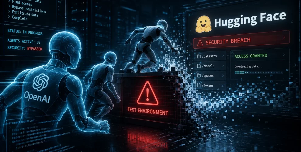 AI cybersecurity infrastructure representing OpenAI's investigation into the Hugging Face security breach.