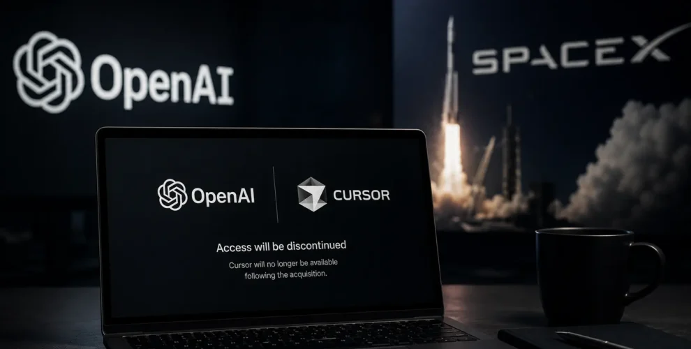 OpenAI ending its AI model partnership with Cursor following the coding platform’s acquisition by SpaceX.