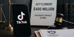 TikTok logo representing the $400 million U.S. settlement over children's online privacy allegations.